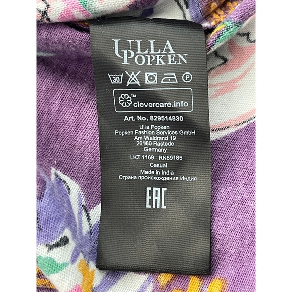 Ulla Popken Womens Purple Floral Cotton Dress Size 36/38 Lounge Boho Casual - Picture 6 of 8